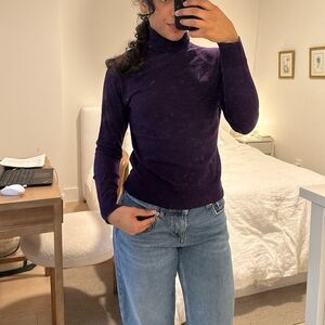 Talbots Deep Purple Ribbed Turtleneck Sweater